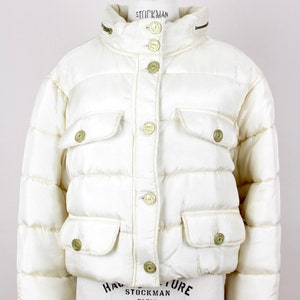 MOSCHINO A/W 1988-89 First Cheap & Chic Collection Off-White Laurel Design Padded Jacket with Hood Size S-M image 2
