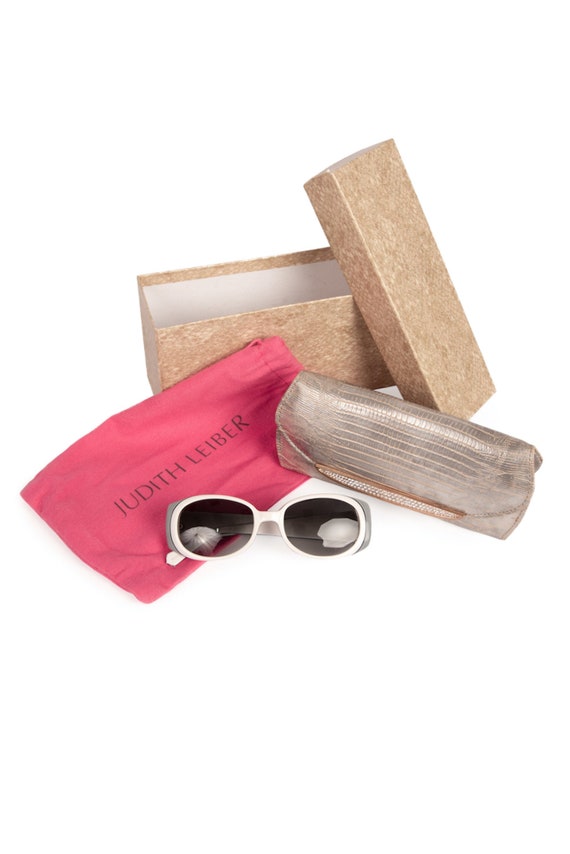 JUDITH LEIBER Couture Crystal & Pearl Embellished Sunglasses and