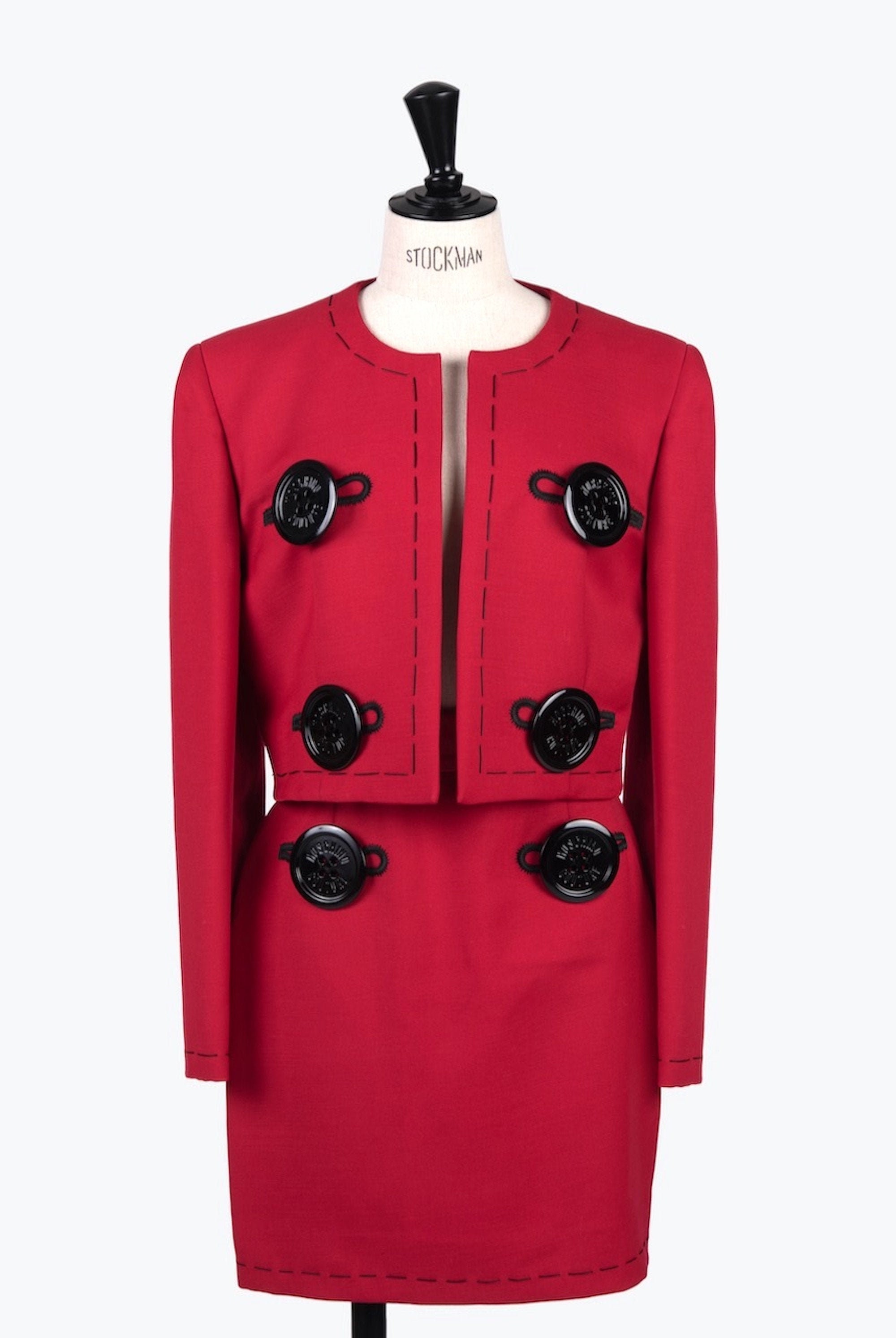 A/W 1990-1991 MOSCHINO COUTURE Red Wool Needle Motif Huge