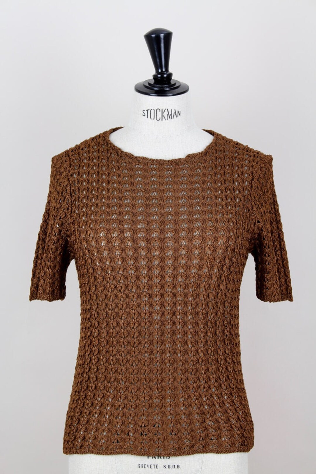 YSL Yves Saint Laurent 1980s Vintage Brown Openwork Knit Top - Etsy