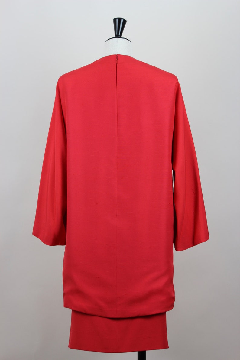 YSL Yves Saint Laurent Numbered Haute Couture Vintage Ensemble Scarlet Red Raw Silk Sizes Germany 42-44 / UK 16-18 / USA 12-14 image 2