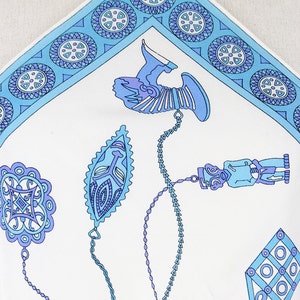 EMILIO PUCCI 1970s African-Inspired Collection White and Blue Silk Scarf image 3