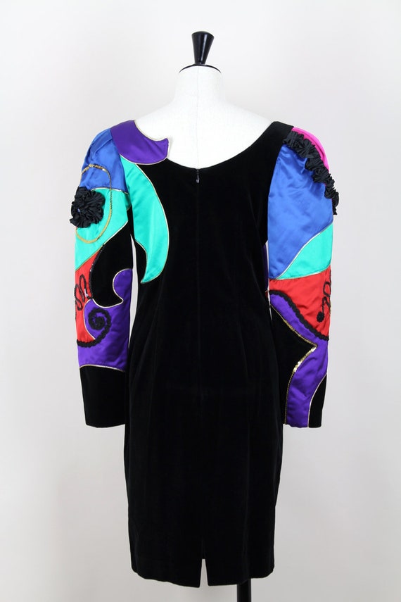 LOUIS FERAUD 1980s Vintage Cocktail Dress Black V… - image 2