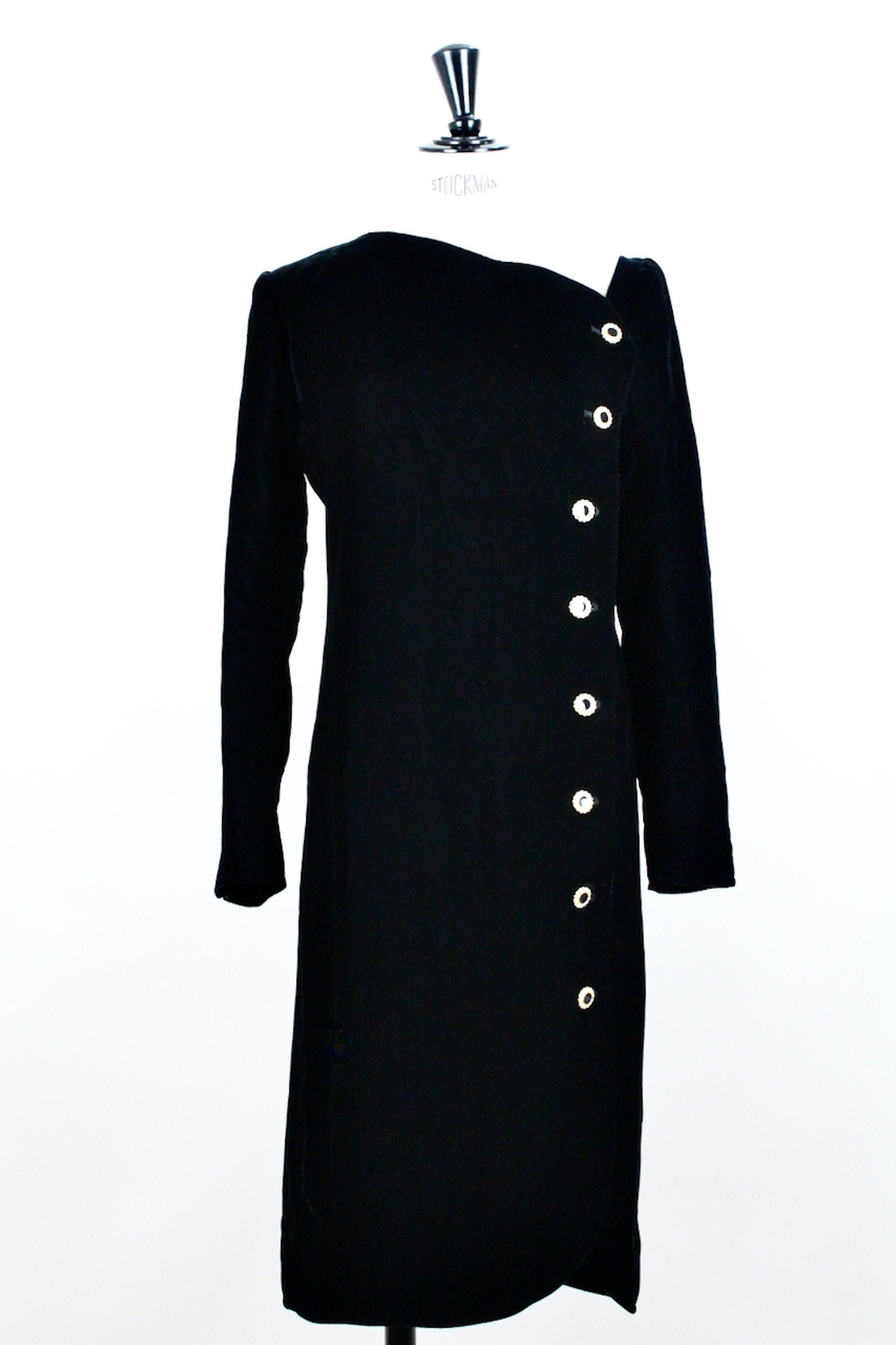 お歳暮 Saint Yves YSL Laurent Asymmetric Dress Velvet Black Little ジャケット・アウター