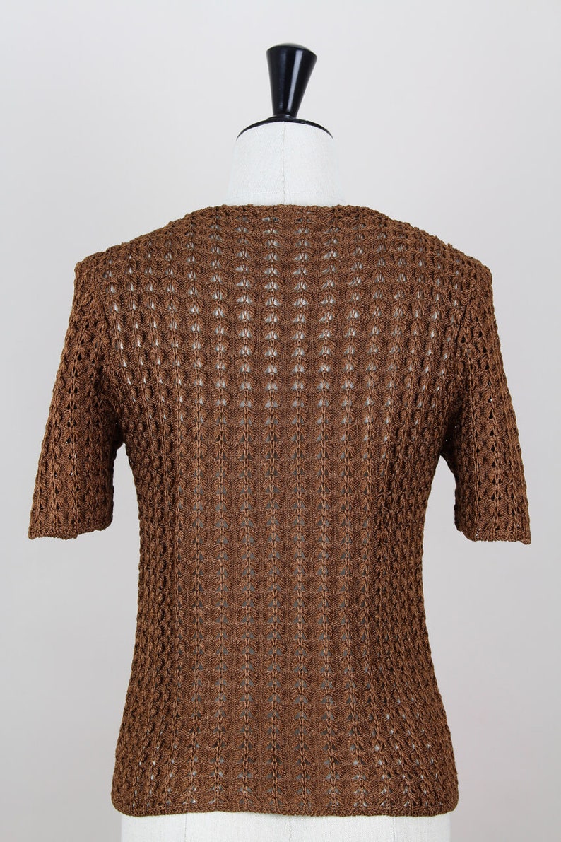 YSL Yves Saint Laurent 1980s Vintage Brown Openwork Knit Top - Etsy