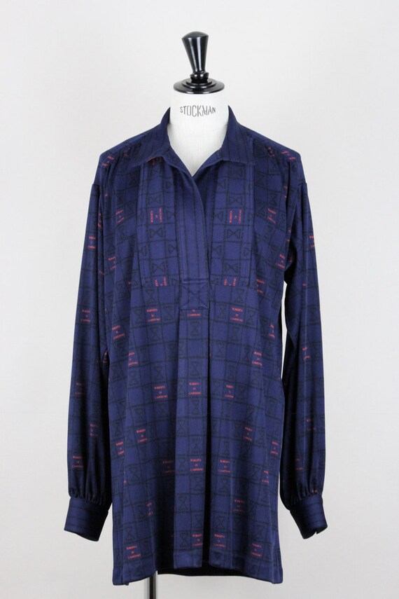 ROBERTA DI CAMERINO 1970s Blue Trompe L'oeil Logo Print Tunic Blouse Mini  Dress - Etsy