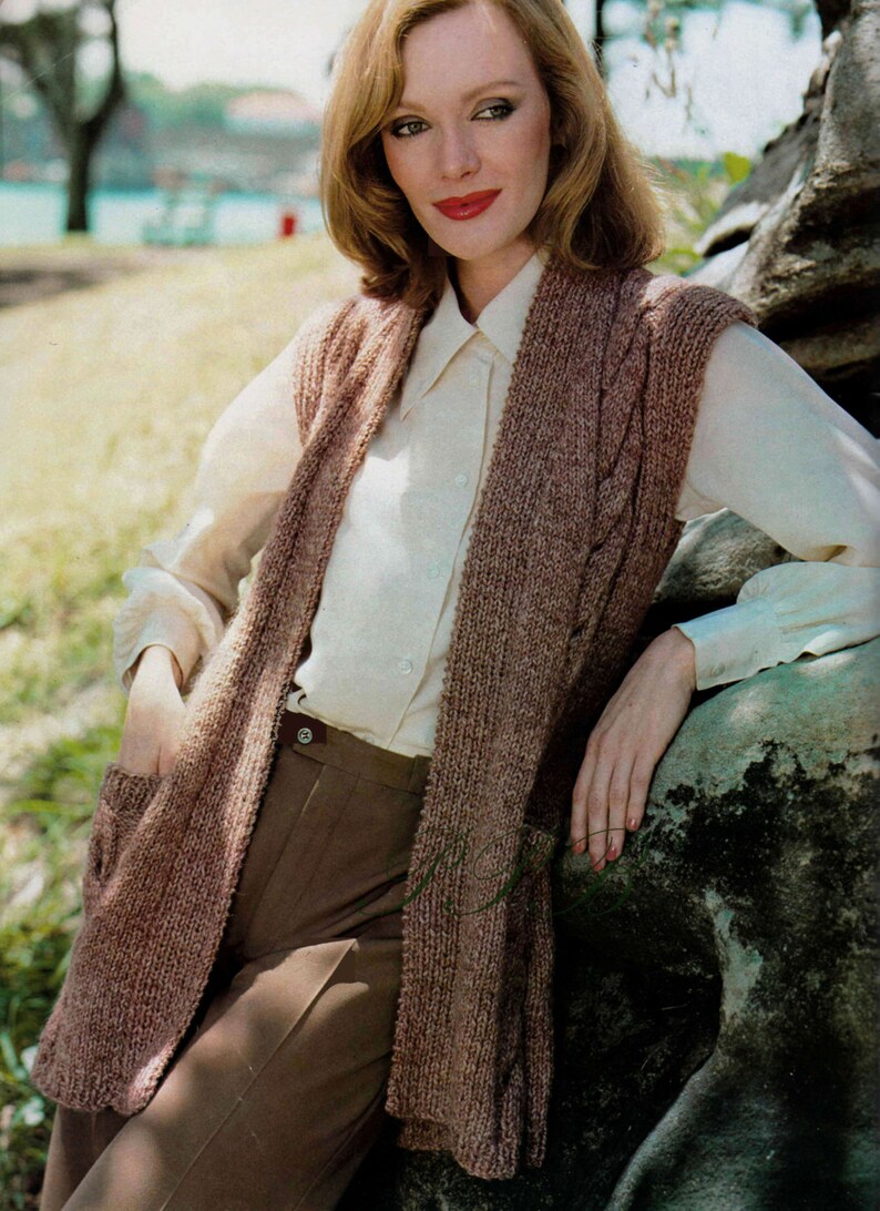 Ladies Knitted Gilet Loose Vest PDF Knitting Pattern Etsy