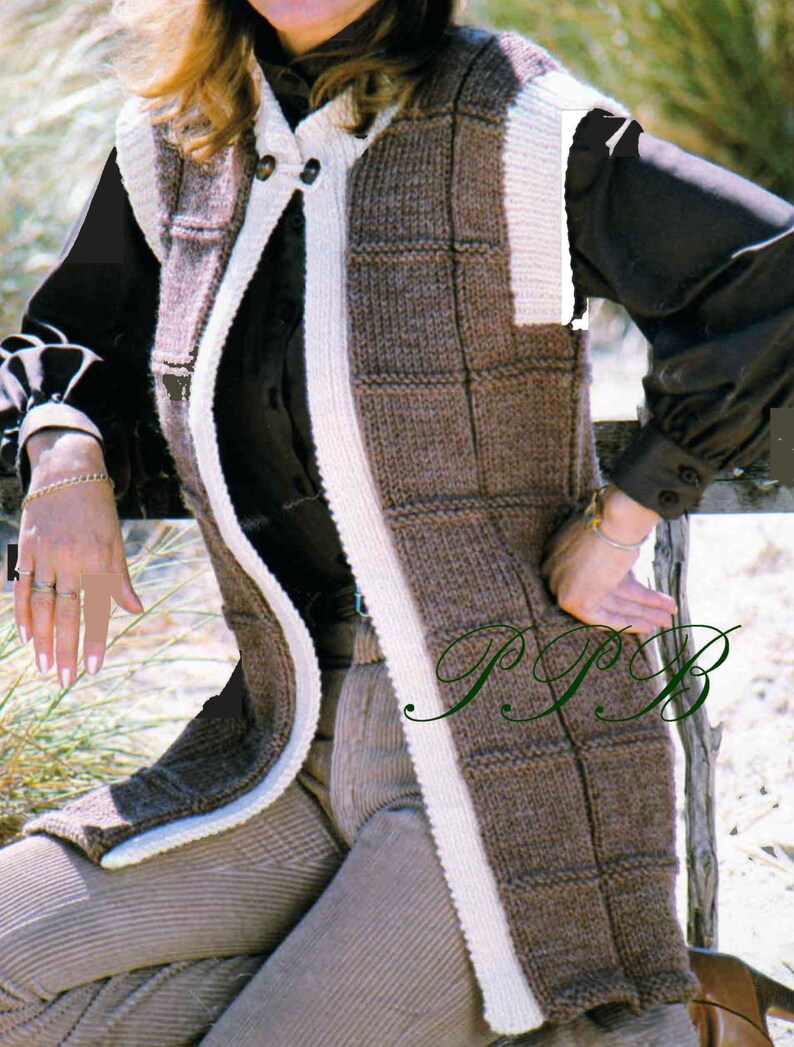 Ladies Knitted Gilet Loose Vest PDF Knitting Pattern Etsy