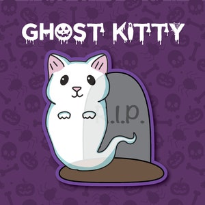 Ghost Kitty Sticker | for car, water bottle, laptop & more | Perfect gift for pet lovers