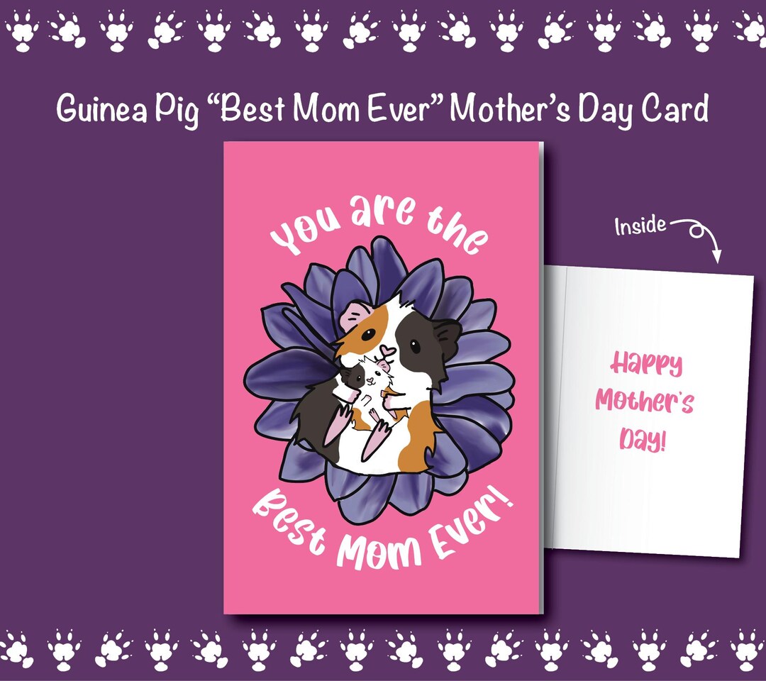 Guinea Pig "best Mom Ever" Mother's Day Folding Card - Etsy