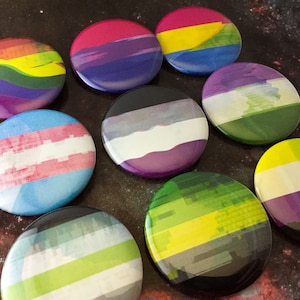 Glitch Pride Buttons - Choose any LGBTQ+ Flag!