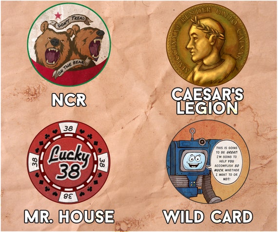 Fallout New Vegas Faction Buttons Set Of 4 Etsy