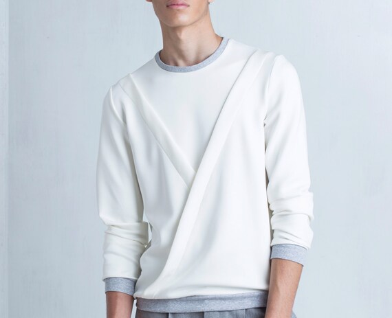 Neoprene Mock Wrap Sweatshirt Oversize Scuba Jumper - Etsy