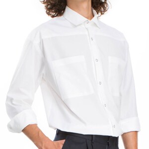 Oversized Shirt w. Pockets / A Men's Dropped Shoulder White Shirt image 5