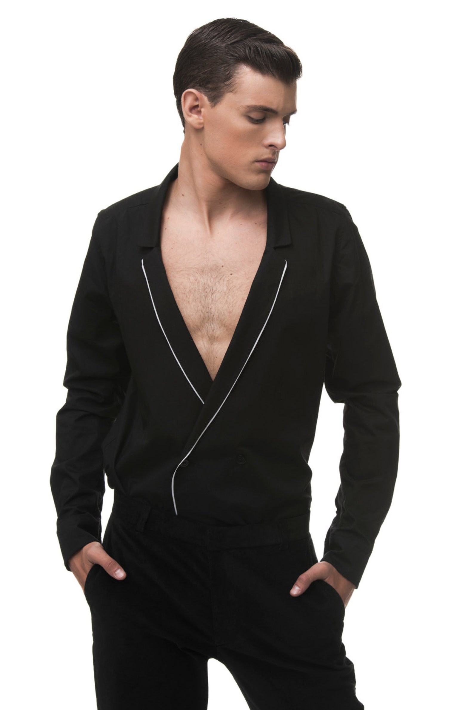 Half-breasted shir | tDark shirt | Street shirt