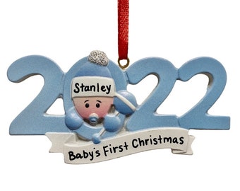 2022 New Baby Christmas Ornament | Personalized Boy or Girl Christmas Ornament | Customized High Quality Porcelain | Baby's First Christmas