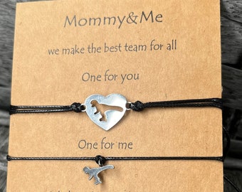 Mommy & Me Dinosaurier Schmuck | Mutter Tochter Sohn Armband Set | Entzückend Mama Baby Mädchen / Junge Passendes Geschenk | Eltern-Kind-Liebe-Freundschaft