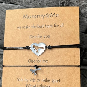 Mommy & Me Dinosaur Jewelry | Mother Daughter Son Bracelet set | Adorable Mama Baby girl / boy Matching Gift | Parent Child Love Friendship