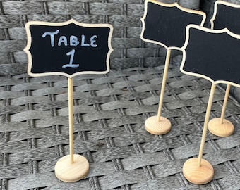 Mini chalkboard with stand for wedding receptions, baby showers, table number sign, name tags, dessert / buffet labels, party decorations