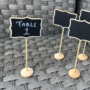 Mini chalkboard with stand for wedding receptions, baby showers, table number sign, name tags, dessert / buffet labels, party decorations