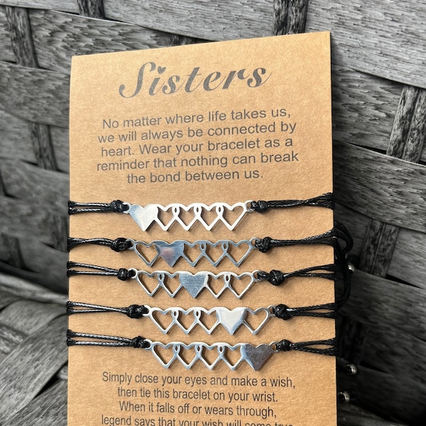 2, 3, 4, 5 Friendship Bracelets | Sisters Matching Gift | Pinky Promise heart Jewelry set | Best Friends Family Love | Unbreakable Girl Bond