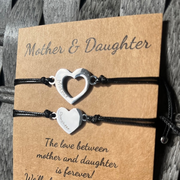 Mother Daughter Bracelet set | Mommy & Me Heart Jewelry set | Adorable Mama and Baby girl Matching Gift | Parent Child Love and Friendship