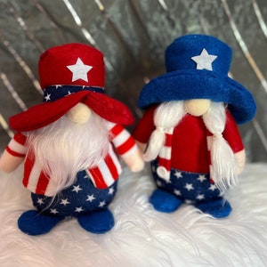 4th of July Gnome | Standing Gnome | USA Decorations | Patriotic Gnome Decor | Independence Day Gift for her American Flag Doll | USA wreath