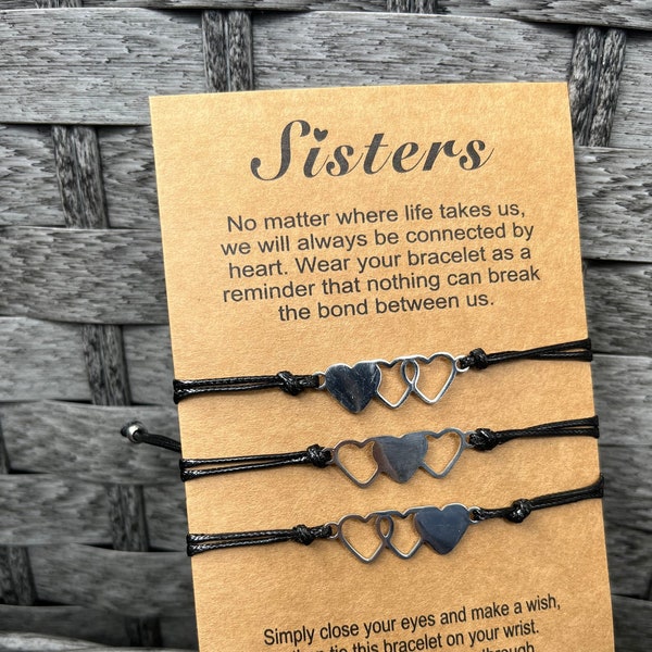 2, 3, 4, 5 Friendship Bracelets | Sisters Matching Gift | Pinky Promise heart Jewelry set Best Friends Family Love Girl Bond sister bracelet