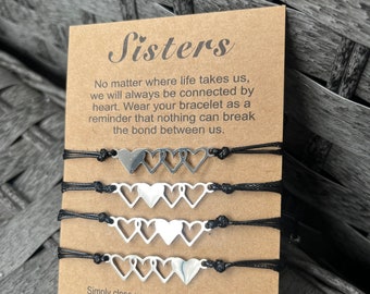 2, 3, 4, 5 Friendship Bracelets | Sisters Matching Gift | Pinky Promise heart Jewelry set | Best Friends Family Love | Unbreakable Girl Bond