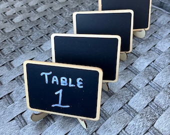 Mini chalkboard with stand for wedding receptions, baby showers, table number sign, name tag, dessert /buffet labels, tiny party decorations