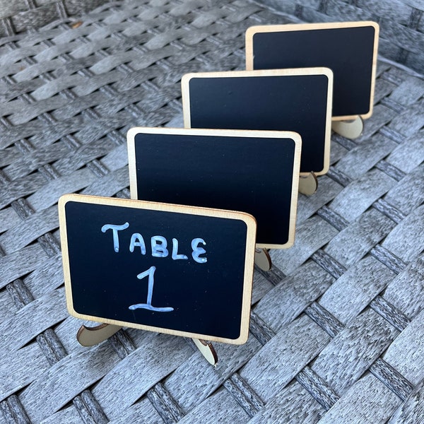 Mini chalkboard with stand for wedding receptions, baby showers, table number sign, name tag, dessert /buffet labels, tiny party decorations