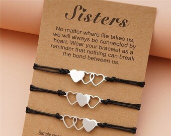 ENSIANTH Sister Bracelet Big Middle Little Sister Cuff Bracelet of 3 Sister Jewelry Gift for Best Bitches