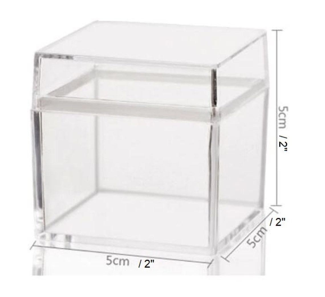 2 Clear Acrylic Favor Boxes Small Plastic Cubes Etsy