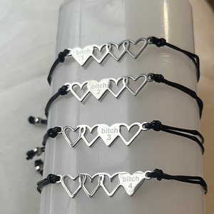 Friendship Bracelet set | Best Bitches Heart Jewelry set | Best Friends girl Matching Gift | Bonded Together make a wish Love and Friendship image 2