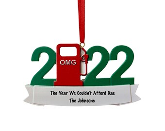 Funny Gas Pump 2022 Christmas Ornament | Personalized Christmas Ornament | Customized family ornament | High Quality Ceramic - Prestrung