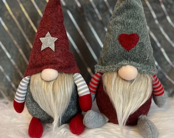 Heart & Star Gnome Set | Standing Gnome | Christmas Decorations | Gnome Decor | Gift for her | Love wife girlfriend mom boyfriend Present