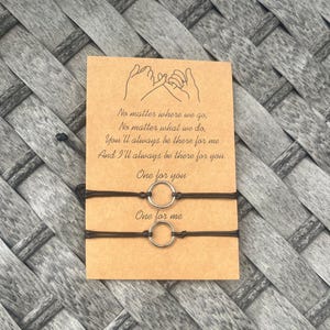 Conjunto de pulseras de la amistad / Conjunto de joyas en blanco y negro Pinky Promise / Regalo a juego para mejores amigas / Amor y amistad unidos imagen 7