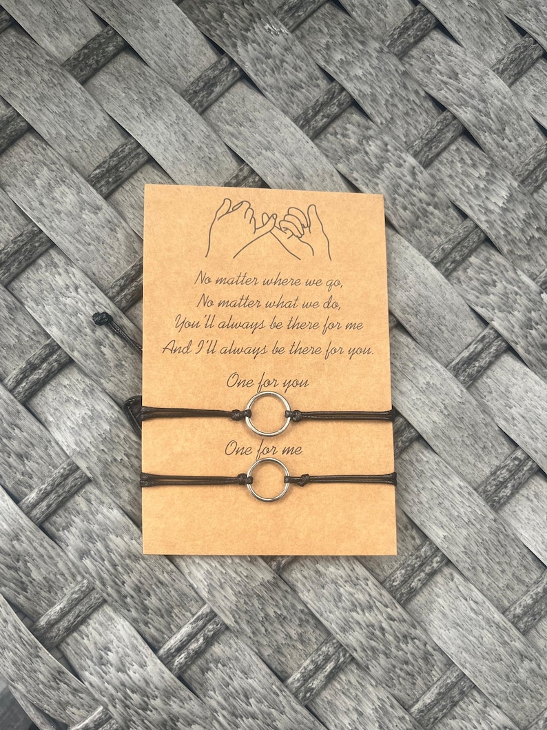 Conjunto de pulseras de la amistad / Conjunto de joyas en blanco y negro Pinky Promise / Regalo a juego para mejores amigas / Amor y amistad unidos imagen 7