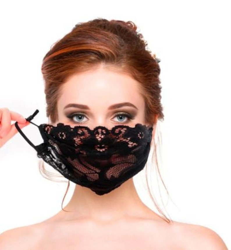 Sexy Black Lace Face Mask Silk Mask For Women Etsy