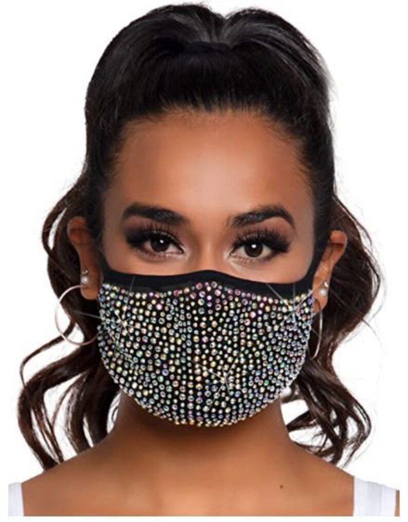 RHINESTONE face mask cover Jewel Mask Sexy Women's Etsy