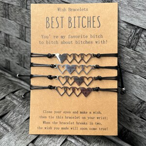 Friendship Bracelet set | Best Bitches Heart Jewelry set | Best Friends girl Matching Gift | Bonded Together make a wish Love and Friendship image 5