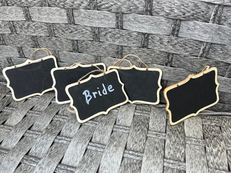 Mini hanging chalkboard for wedding receptions, baby showers, table number sign, name tag, dessert buffet labels, tiny party decorations image 4