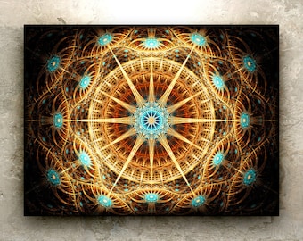 CELESTIAL SYZYGY Art – wydruk HD: święta geometria, mandala, kosmiczny, kompas, zegar słoneczny, międzygwiezdny, kosmiczny, psychodeliczny, fraktal, modlitwa