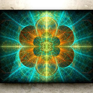 COSMIC NECTAR Art – HD Print: sacred geometry, mandala, flower, pollination, bees, nature, visionary, radiant, psychedelic, metaphysical