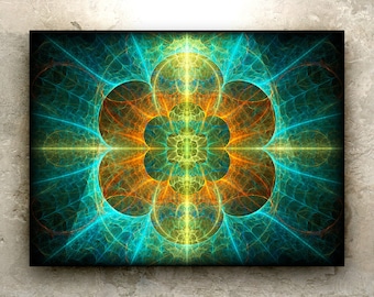 COSMIC NECTAR Art – wydruk HD: święta geometria, mandala, kwiat, zapylanie, pszczoły, natura, wizjonerski, promienny, psychodeliczny, metafizyczny
