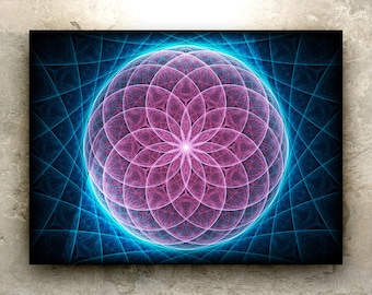 FIBRATION FIBONACCIEGO Sztuka – wydruk HD: święta geometria, fraktal, mandala, kosmiczny, macierz, byk, psychodeliczny, holistyczny, energetyczny, metafizyczny