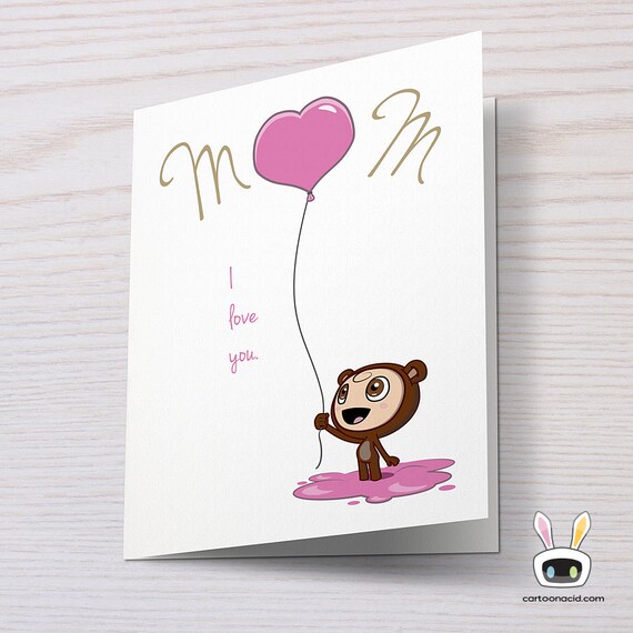 Mothers Day Card Bear Card Mom Card Bear Art Mothers Day | Etsy