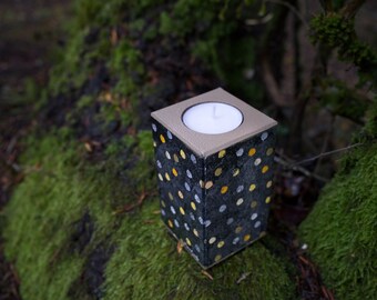 Candle holder, tea light holder, vintage, polka dots, 10cm height