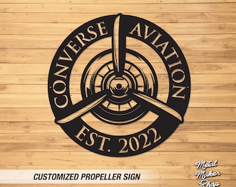 Personalized Metal Prop, Aviation Propeller, Gift for Pilots, Airplane Sign, Free Shipping | S162