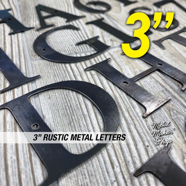 3" Rustic Metal Letters, Crafting Letters, Priced Per Letter, Individual Letters, Numbers, 3 inch Letters